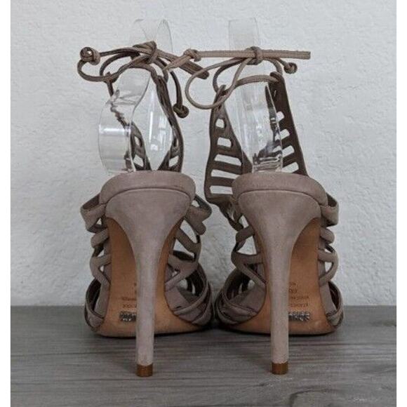 Schutz Womens Made in Brazil Nude Cut Out Ankle Wrap Stiletto Heels sz 6 - Picture 5 of 11